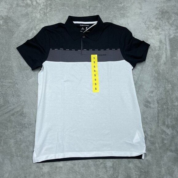Calvin Klein Men Colorblock Polo Shirt Cotton Blend Quick Drying-Wicking S a0654 - Picture 1 of 7